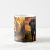 African Lion and Elephant Wildlife Mug Koffiemok (Center)