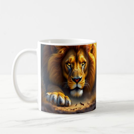 African Lion and Elephant Wildlife Mug Koffiemok (Links)