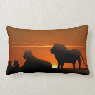 African Lion and Kuba Cloth Kussen