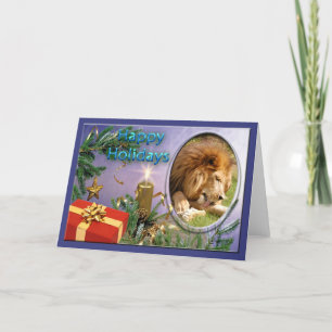 African Lion Christmas Wenskaart Feestdagen Kaart