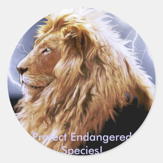 African Lion Endangered Species Ronde Sticker (Voorkant)