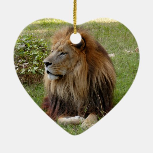 African Lion Kerstversiering Keramisch Ornament (Achterkant)