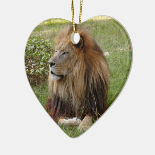 African Lion Kerstversiering Keramisch Ornament (Links)