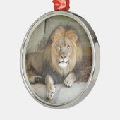African Lion Kerstversiering Metalen Ornament (Links)