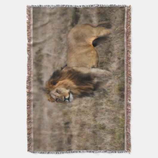 African Lion Throw Blanket Deken (Voorkant Verticaal)