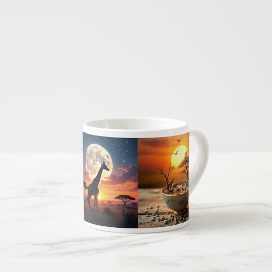 African Lion & Zebra Sunset Espresso Mug Espresso Kop (Voorkant rechts)