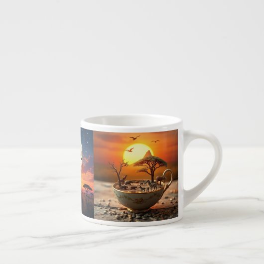 African Lion & Zebra Sunset Espresso Mug Espresso Kop (Rechts)