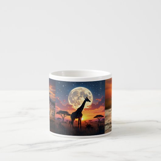 African Lion & Zebra Sunset Espresso Mug Kop (Voorkant)