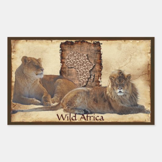 AFRICAN LIONS Big Five Kaart van Afrika Stickers (Voorkant)