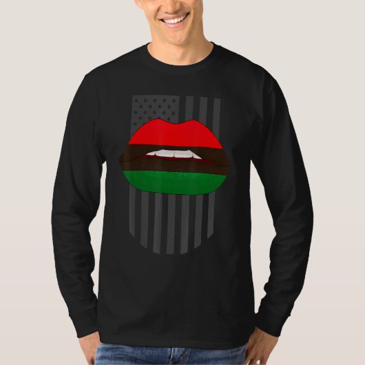 African Lips  Africa Flag Black History Month Prid T-shirt (Voorkant)