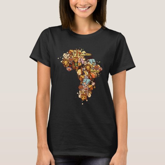 African Map American Beautiful Black History BLM T-shirt (Voorkant)