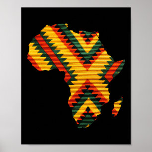 African Map Kente Art Pattern Mannen Vrouwen Zwart Poster