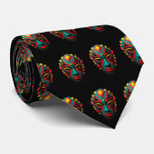 African Mask Necktie Stropdas (Opgerold)