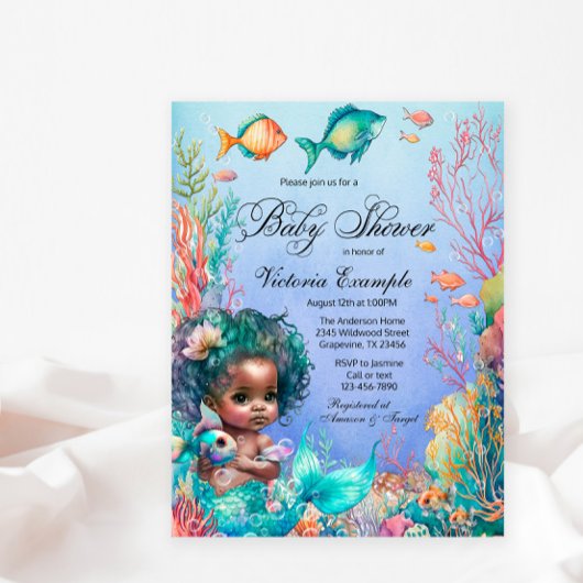 African Mermaid Baby shower Invitation Briefkaart