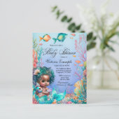 African Mermaid Baby shower Invitation Briefkaart (Staand voorkant)