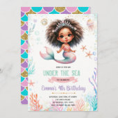 African Mermaid Birthday Invitation Kaart (Voorkant / Achterkant)