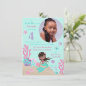African Mermaid Fourth Birthday Invitation Kaart (Staand voorkant)