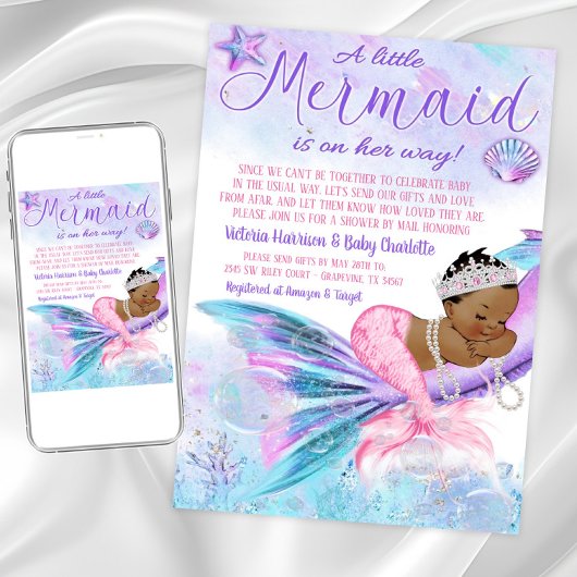 African Mermaid Long Distance Baby shower per post Kaart