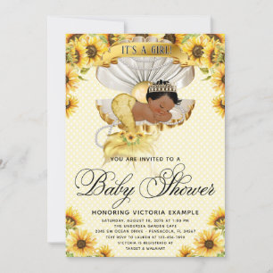 African Mermaid Sunflower Baby shower Invitation Kaart