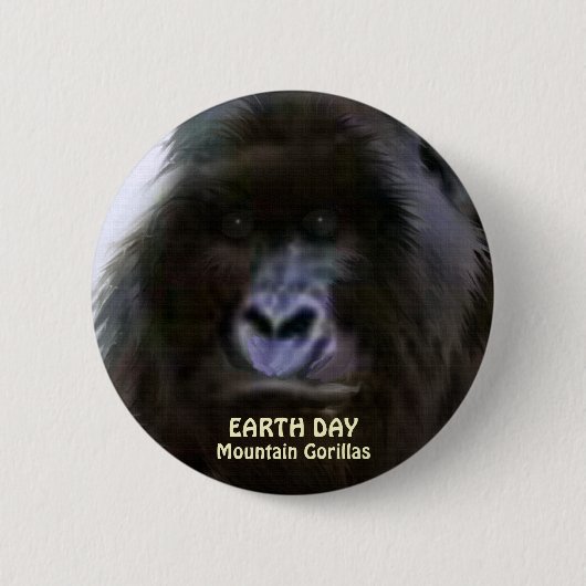 African Mountain Gorilla EARTH DAY Button (Voorkant)