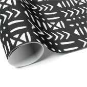 African Mud Cloth MC3 White op zwart Cadeaupapier (Rol Hoek)