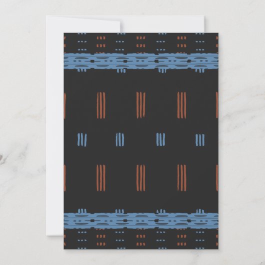 African Mudcloth Blue Black Wedding Kaart (Achterkant)