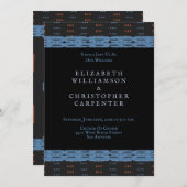 African Mudcloth Blue Black Wedding Kaart (Voorkant / Achterkant)