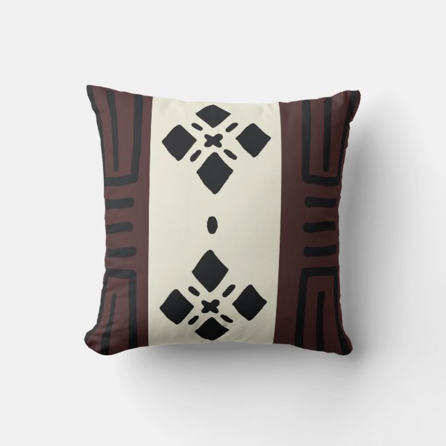 African Mudcloth Bogolan Design Sierkussen (Voorkant)