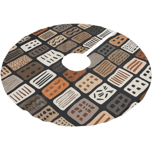 African mudcloth textile designs in a grid kerstboom rok (Gekanteld)