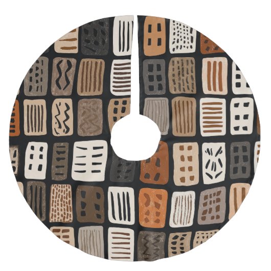 African mudcloth textile designs in a grid kerstboom rok (Voorkant)