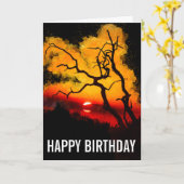 African Nightsky Sunset Birthday Card Kaart (Gele Bloem)