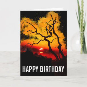 African Nightsky Sunset Birthday Card Kaart