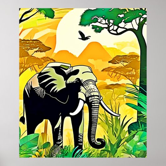African Oerwoud Elephant Art Design Poster (Voorkant)