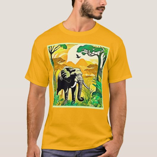 African Oerwoud Elephant Art Design T-shirt (Voorkant)