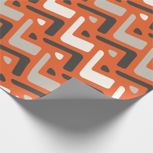 African Oranje Black Minimal Pattern Cadeaupapier (Hoek)