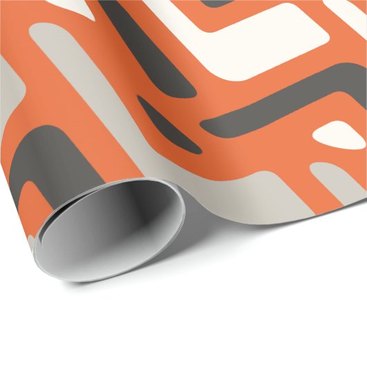African Oranje Black Minimal Pattern Cadeaupapier (Rol Hoek)