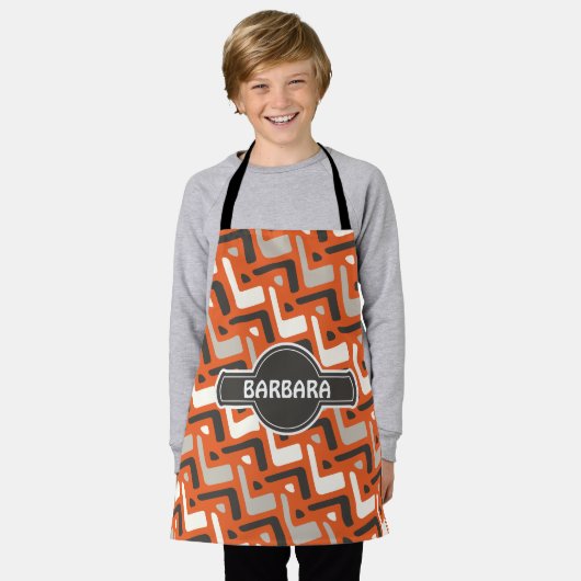 African Oranje Black Minimal Pattern Schort (Gedragen)