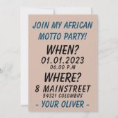 African Pattern Africa Motto Party Safari Save The Date (Achterkant)