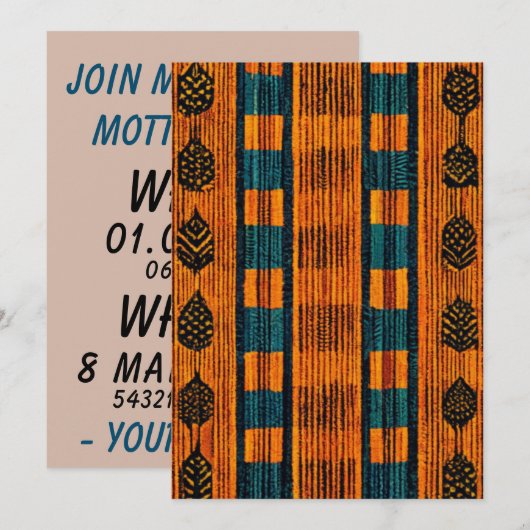 African Pattern Africa Motto Party Safari Save The Date (Voorkant / Achterkant)
