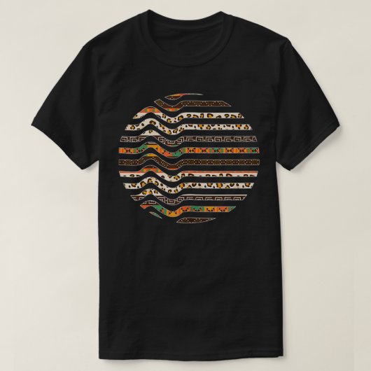 African Pattern inside Abstract Circle Zwart Histo T-shirt (Design voorkant)