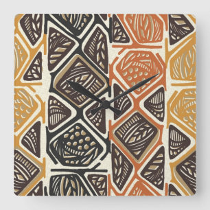 African Pattern Wall Clock Vierkante Klok