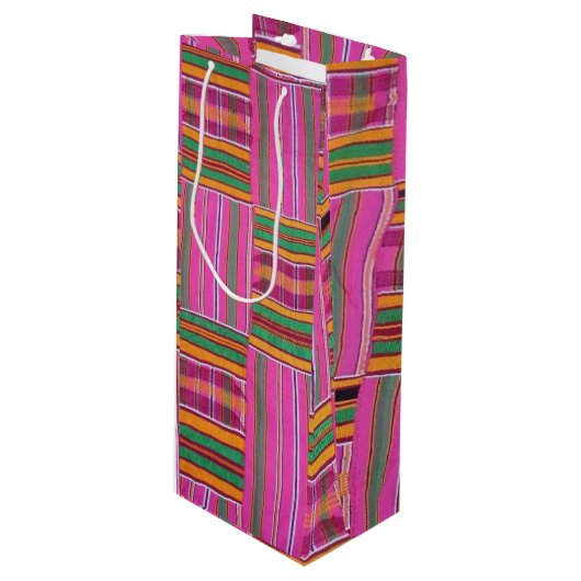 African Pattern Wine Gift Bag Wijn Cadeautas (Voorkant Gekanteld)