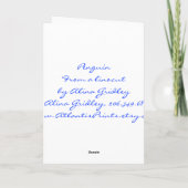 African Penguin Blue Linocut Wenskaart Kaart (Achterkant)