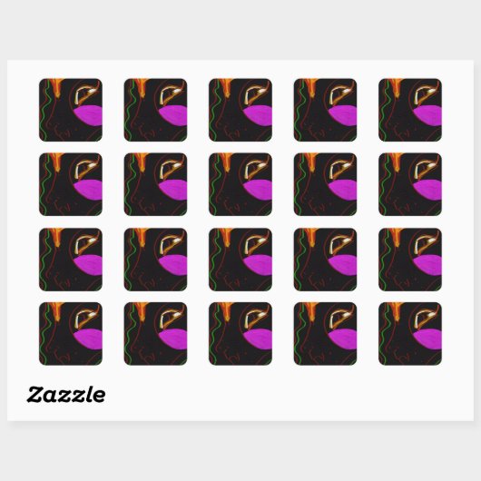 African Phoenix Rising Square Stickers (Vel)