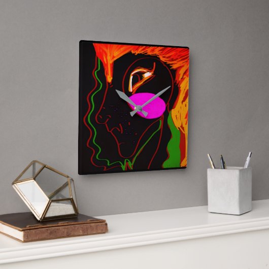 African Phoenix Rising Vierkante Klok (Kantoor)