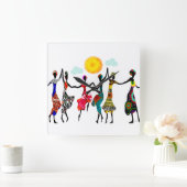 African Piedere Dance Vierkante Klok (Huis)
