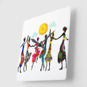African Piedere Dance Vierkante Klok (Hoek)