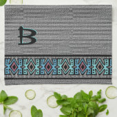 African Pop Border Stripes - Monogram Theedoek (Gevouwen)