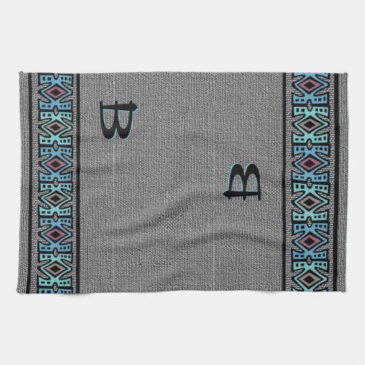 African Pop Border Stripes - Monogram Theedoek (Horizontaal)
