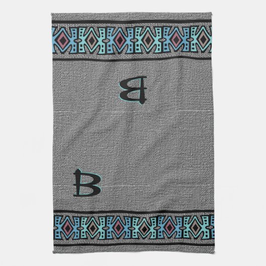 African Pop Border Stripes - Monogram Theedoek (Verticaal)